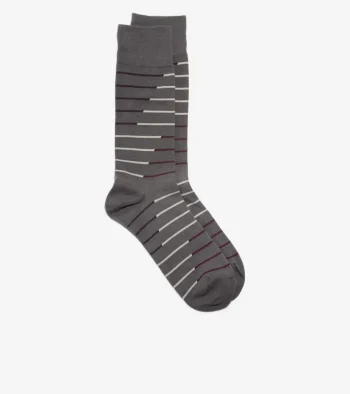 Best Cole Haan 1 Pack Broken Stripe Dress Crew Socks DarkGrey