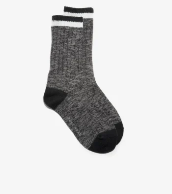 Fashion Cole Haan 1 Pack Marled Foldover Casual Crew Socks Black