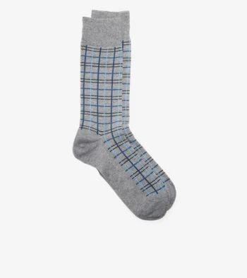 Discount Cole Haan 1 Pack Men's Plaid Dress Crew Socks MediumGreyHeather