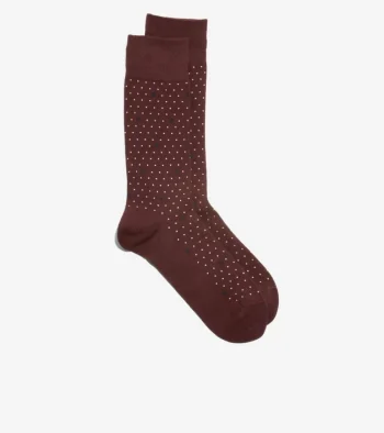 Fashion Cole Haan 1 Pack Men's Polka Dot Dress Crew Socks DarkBrown