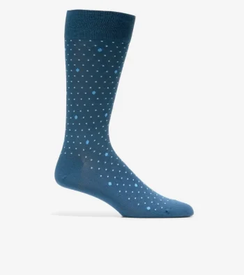 Best Cole Haan 1 Pack Men's Polka Dot Dress Crew Socks Blue