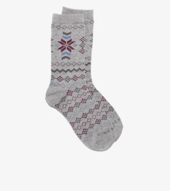 Best Cole Haan 1 Pack New Fair Isle Dress Crew Socks MediumGreyHeather