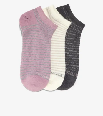 Online Cole Haan 3 Pack Textured Stripe Supersoft Low Cut Socks MauveAssorted