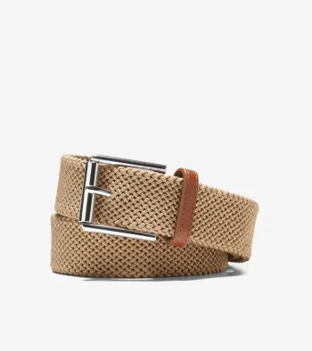 Discount Cole Haan 35MM Tubular Stretch Cord Belt Khaki