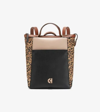 Best Cole Haan Grand Ambition Small Convertible Luxe Backpack Leopard-Black-DarkChocolate-BritishTan-Sesame