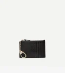 Online Cole Haan GRANDSERIES Card Case With Zip BlackPebbledLeather