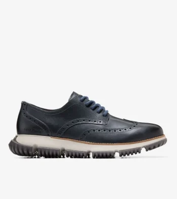 Best Cole Haan Men's 4.ZER&Oslash;GRAND Wingtip Winter Oxfords Blueberry-Drizzle-Pavement