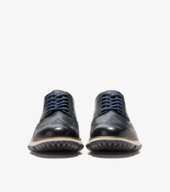 Best Cole Haan Men's 4.ZERØGRAND Wingtip Winter Oxfords Blueberry-Drizzle-Pavement