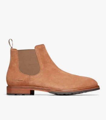 Online Cole Haan Men's Berkshire Lug Water-Resistant Chelsea Boots BritishTanSuede-Natural
