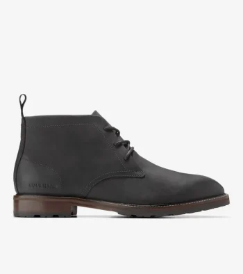 Clearance Cole Haan Men's Berkshire Lug Water-Resistant Chukka Boots WaxyBlack-Truffle