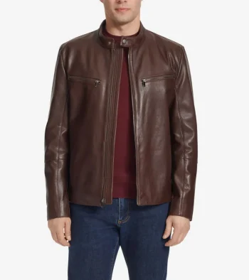 Hot Cole Haan Men's Classic Zip-Front Moto Jacket Brown