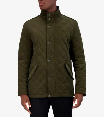 Outlet Cole Haan Men's Diamond-Quilted Corduroy Jacket Olive