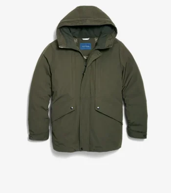 Clearance Cole Haan Men's Hooded Puffer Jacket Olive