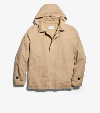 Outlet Cole Haan Men's Hooded Rain Jacket Tan
