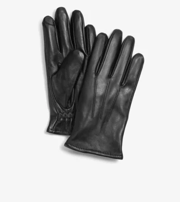Fashion Cole Haan Men's Leather Touch Screen Gloves Black