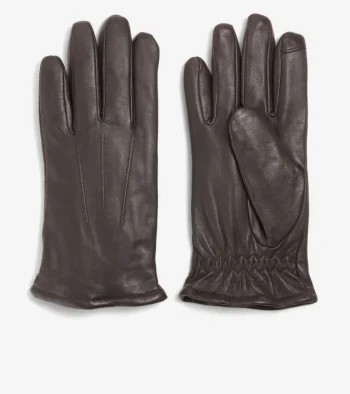Clearance Cole Haan Men's Leather Touch Screen Gloves JavaBrown