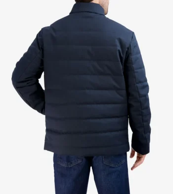 Hot Cole Haan Men's Quilted Rain Jacket DarkBlue