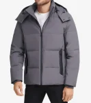New Cole Haan Men's Short Tech Puffer Coat Charcoal