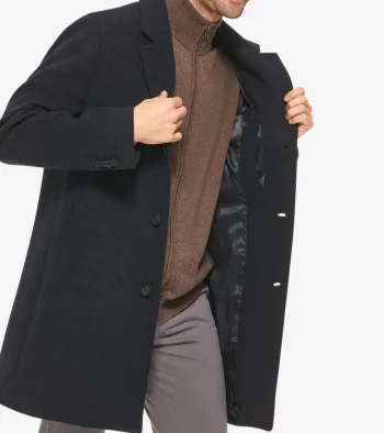 Fashion Cole Haan Men's Single-Breasted Top Coat Navy