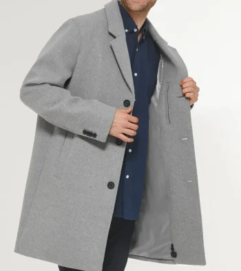 Hot Cole Haan Men's Stretch Wool Top Coat LightGrey