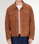 Hot Cole Haan Men's Suede Trucker Jacket Cognac