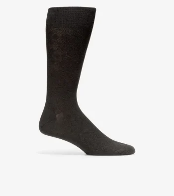 New Cole Haan Men's Tonal Argyle Crew Socks Black