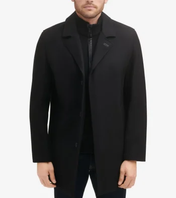 Sale Cole Haan Men's Wool-Blend Car Coat Black