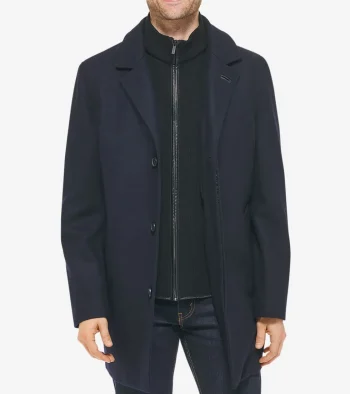 Clearance Cole Haan Men's Wool-Blend Car Coat Navy