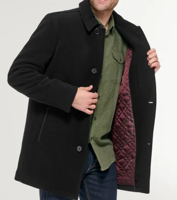 Fashion Cole Haan Men's Wool Car Coat Black