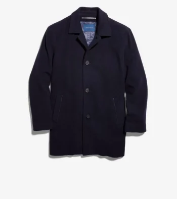 Sale Cole Haan Men's Wool Cashmere Top Coat Navy