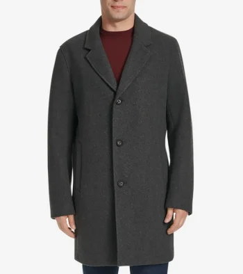 Clearance Cole Haan Men's Wool Top Coat Charcoal