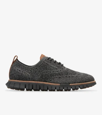 New Cole Haan Men's ZER&Oslash;GRAND Remastered Stitchlite&trade; Wingtip Oxfords MagnetGrayStitchlite&trade;-Black