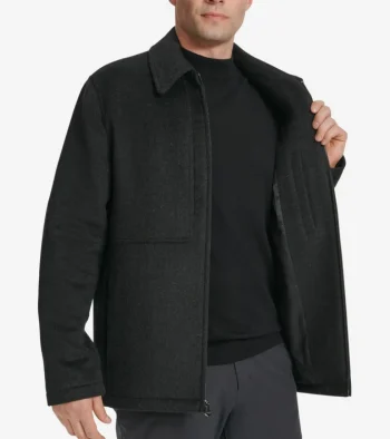 Clearance Cole Haan Men's Zip-Front Blouson Jacket HeatherCharcoal