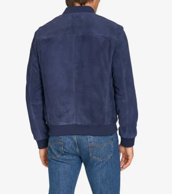 Best Cole Haan Men's Zip-Up Suede Jacket Navy