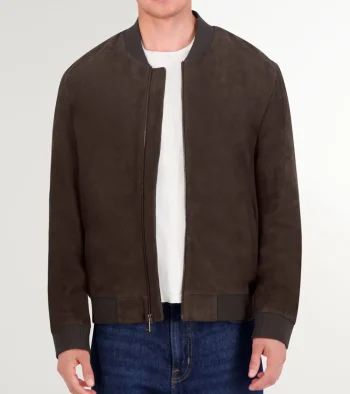 Hot Cole Haan Men's Zip-up Suede Jacket DarkChocolate