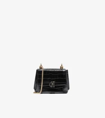 New Cole Haan Mini Convertible Chain Bag BlackCrocPrint