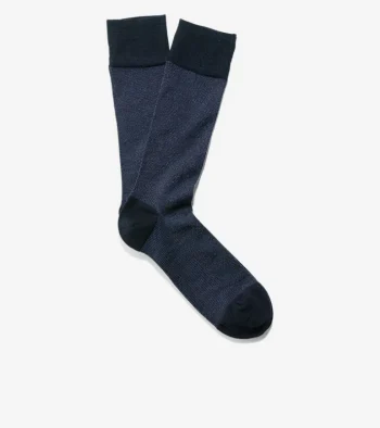 Sale Cole Haan Pique Textured Crew Socks Navy