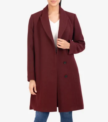 Discount Cole Haan Women's Asymmetrical Peak Lapel Coat Bordeaux