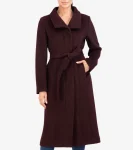 Clearance Cole Haan Women's Belted Long Coat Bordeaux