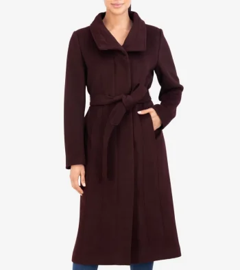 Clearance Cole Haan Women's Belted Long Coat Bordeaux