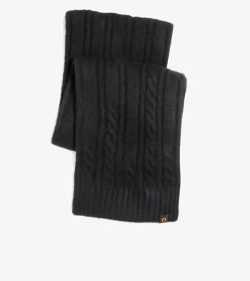 New Cole Haan Women's Cable Knit Scarf Caviar