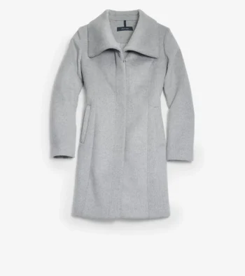 Hot Cole Haan Women's Convertible Collar Button-Up Coat LightGrey
