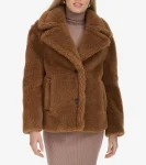 Clearance Cole Haan Women's Faux Fur Teddy Jacket Toffee