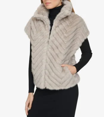 Fashion Cole Haan Women's Faux Fur Vest Grey