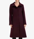 Sale Cole Haan Women's Flared Dress Coat Bordeuax