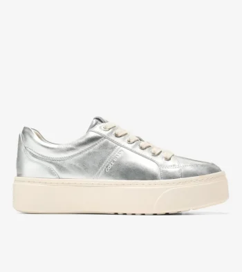 Discount Cole Haan Women's GrandPr&oslash; Max Platform Sneakers SilverMetallic-Ivory