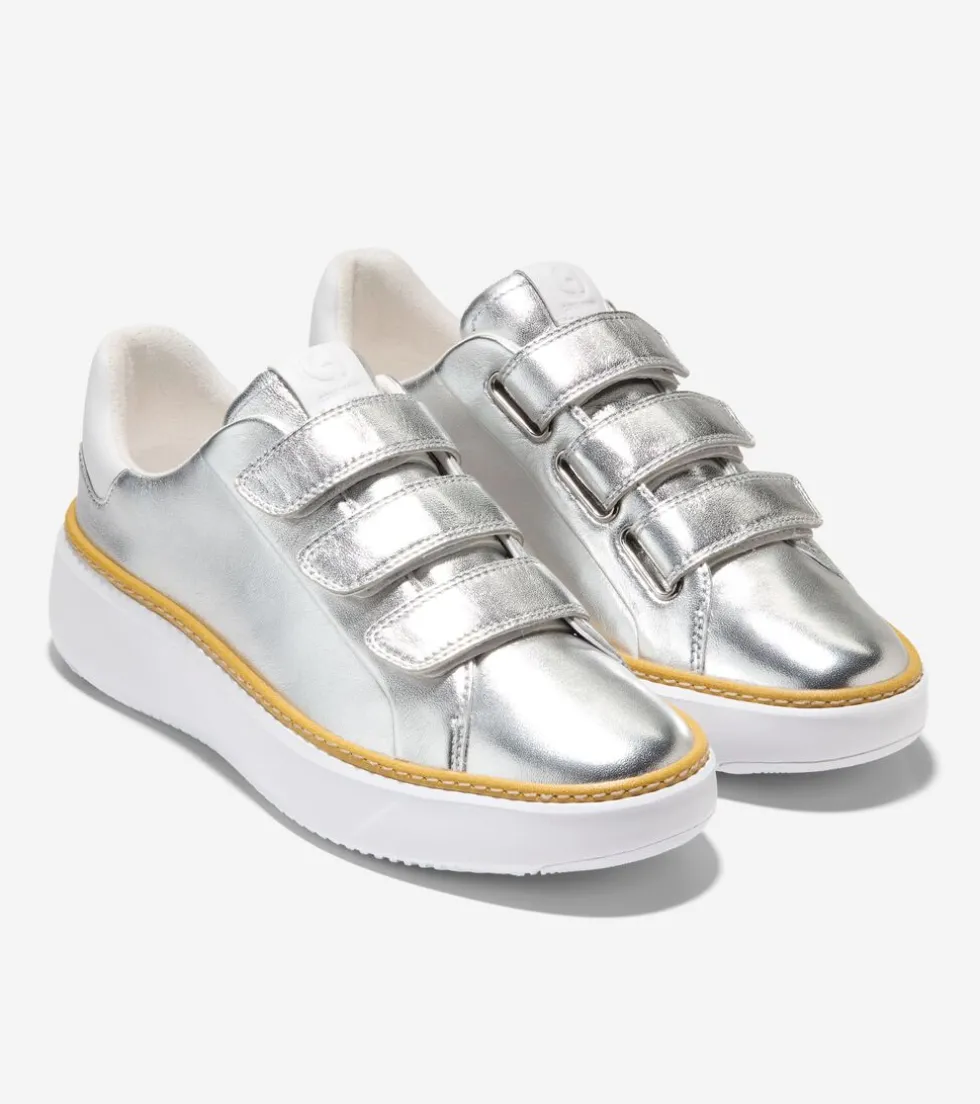 womens-grandproslash-topspin-t-BMdsYSRM-4.webp Hot Cole Haan Women's GrandPrø Topspin Triple Strap Sneakers Silver-OpticWhite