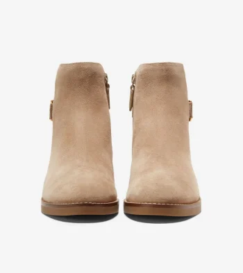 Sale Cole Haan Women's Hampshire Buckle Ankle Boots DarkLatteSuede