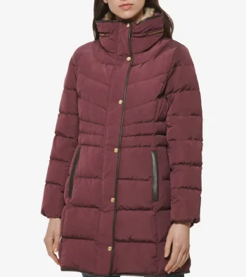 Hot Cole Haan Women's Hidden-Hood Puffer Coat Merlot