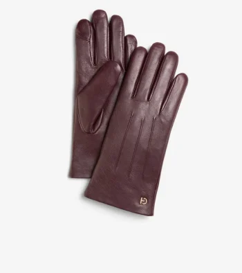 Fashion Cole Haan Women's Leather Touch Screen Gloves Pinot